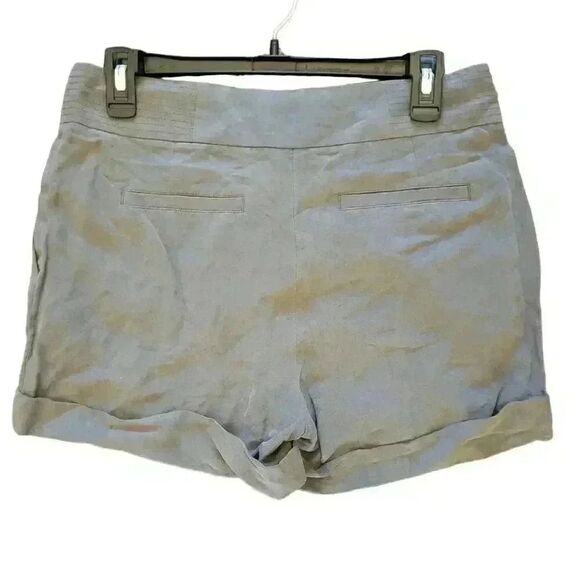 White + Warren Women's Gray Silk & Linen Cuffed Shorts w Pockets - Picture 4 of 7